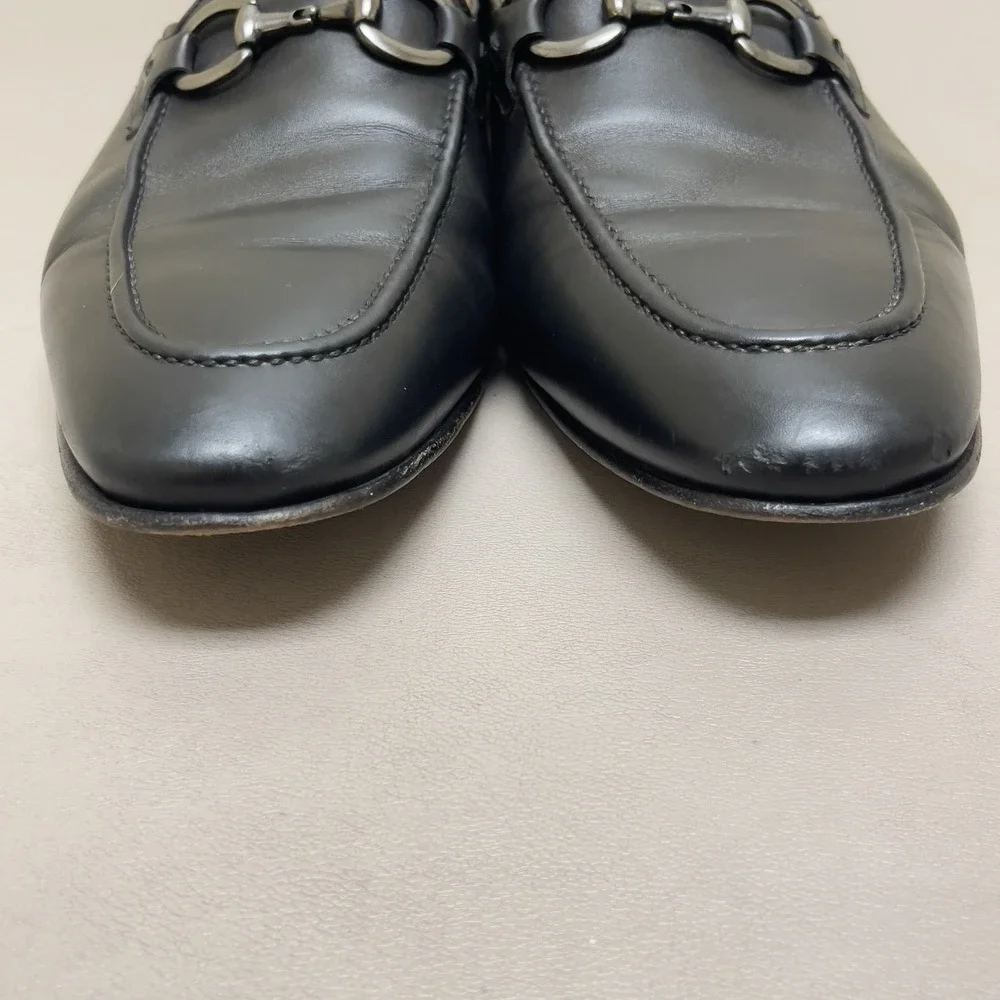 Tresmode Neslip Shoes Men 44 / 10.5 Black Horsebit Leather Slip On Loafers Italy
